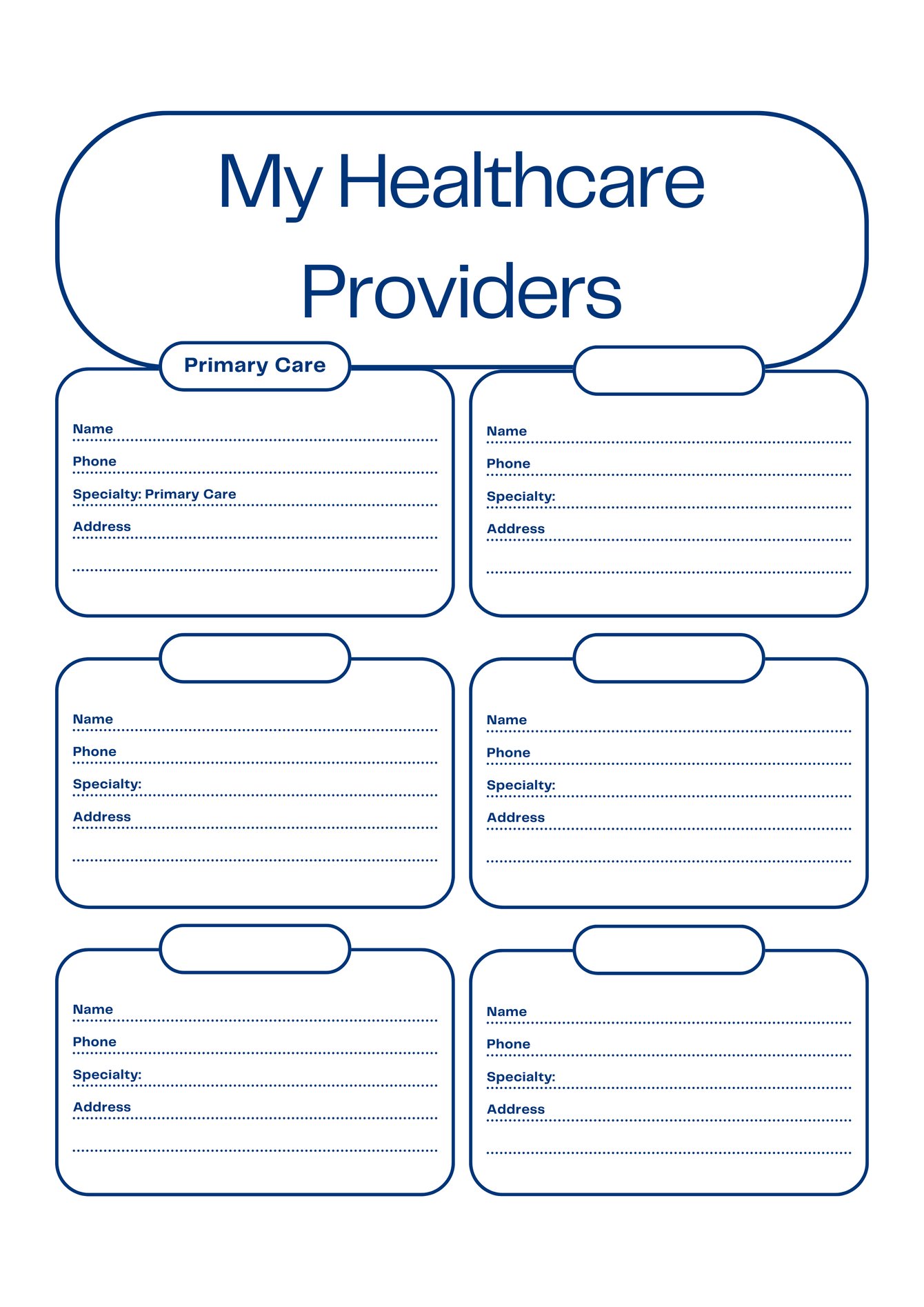 First Health Provider Roster Form My Healthcare Providers (List)
