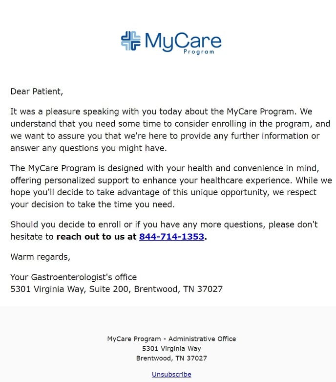 Enrollment Email - Initiated Enrollment