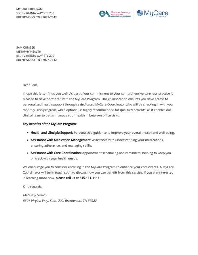 Enrollment Letter