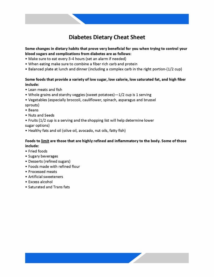 Diabetes Dietary Cheat Sheet